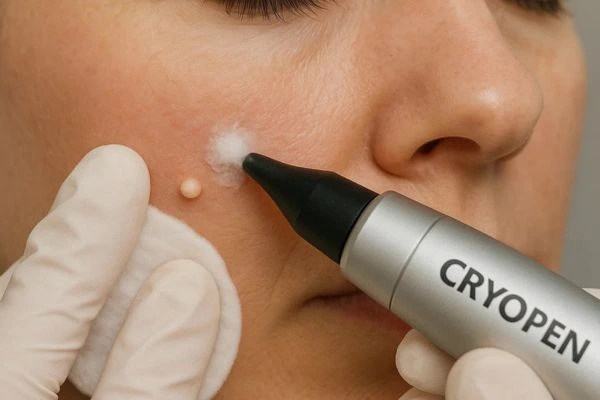 Woman receiving milia removal treatment Cricklewood